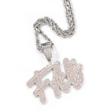 Load image into Gallery viewer, Cursive Writing Name Necklace Initial Letters Pendant Full Iced Cubic Zirconia
