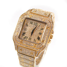 Load image into Gallery viewer, Square Full Iced Out Watches Men Stainless Steel Fashion Luxury Rhinestones Quartz
