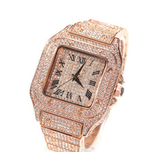 Load image into Gallery viewer, Square Full Iced Out Watches Men Stainless Steel Fashion Luxury Rhinestones Quartz
