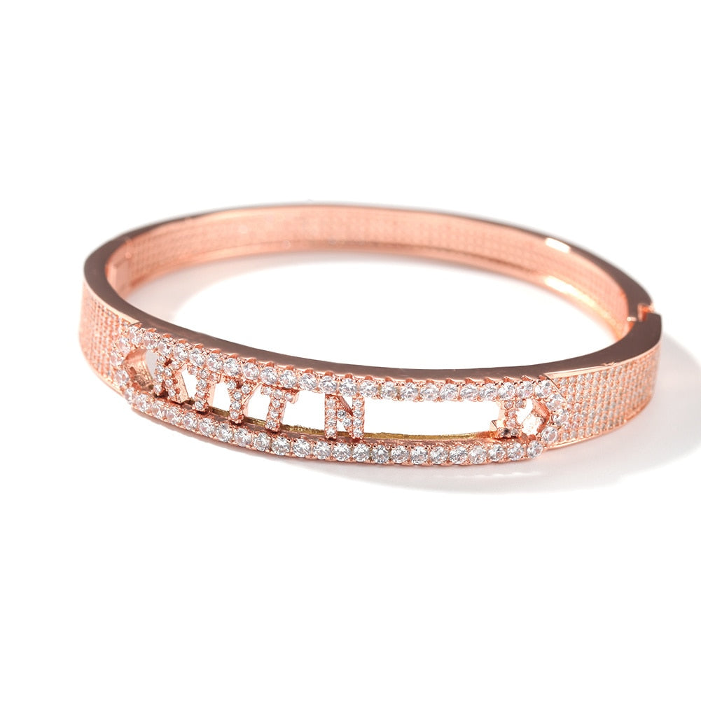 Name Bracelet Letters Removable Copper Iced Out CZ 11mm Bracelet