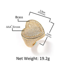 Load image into Gallery viewer, Heart Ring Full Iced Out  AAA Cubic Zirconia Micro Paved Bling
