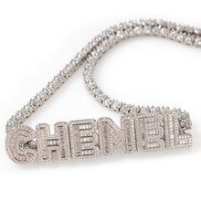Load image into Gallery viewer, Name Necklace Baguette Letters With Tennis Chain Full Iced Out Zircon

