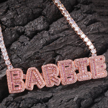 Load image into Gallery viewer, Name Necklace Baguette Letters With Tennis Chain Full Iced Out Zircon

